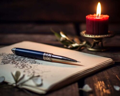 A person writing a love story, symbolizing the process of crafting unforgettable ceremony scripts.